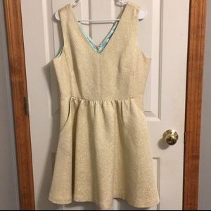 Vineyard Vines fit and flare gold cocktail dress